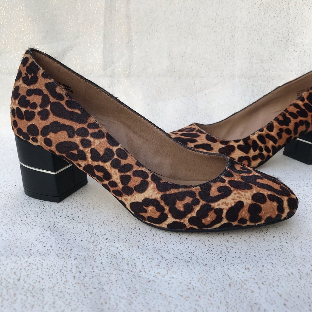 Aubrey Lynn Leopard Calf Hair Pump Heels Size 6.5 - Picture 2 of 12